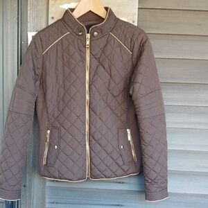 Active USA Quilted Brown Bomber Jacket